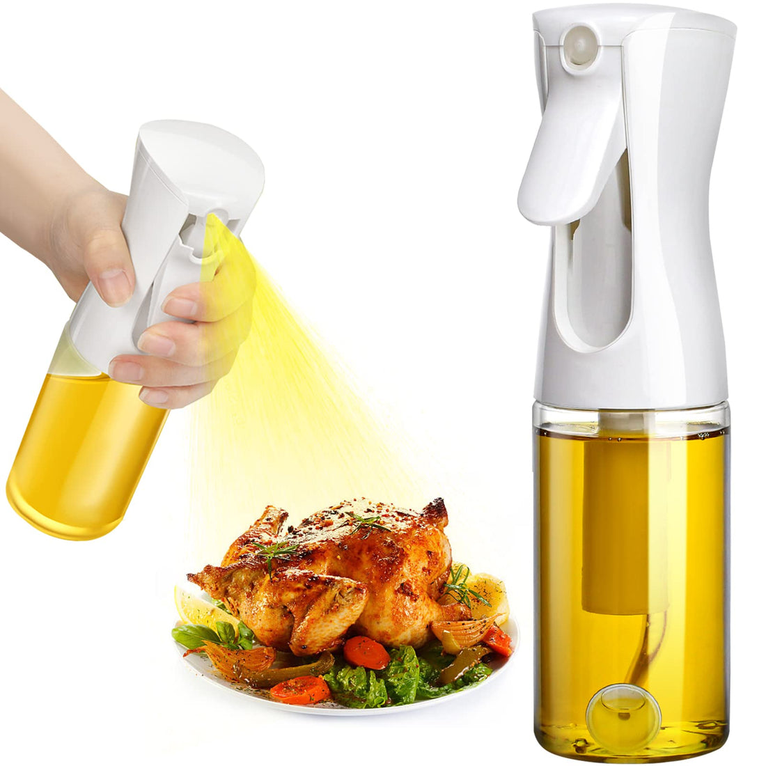 Oil Sprayer For Cooking, Non-Aerosol Olive Oil Spray Bottle For Air Fryer, 6.8oz/200ml Oil Mister Spritzer, Refillable Oil Dispenser Bottle For Salad Making, Baking Frying, BBQ