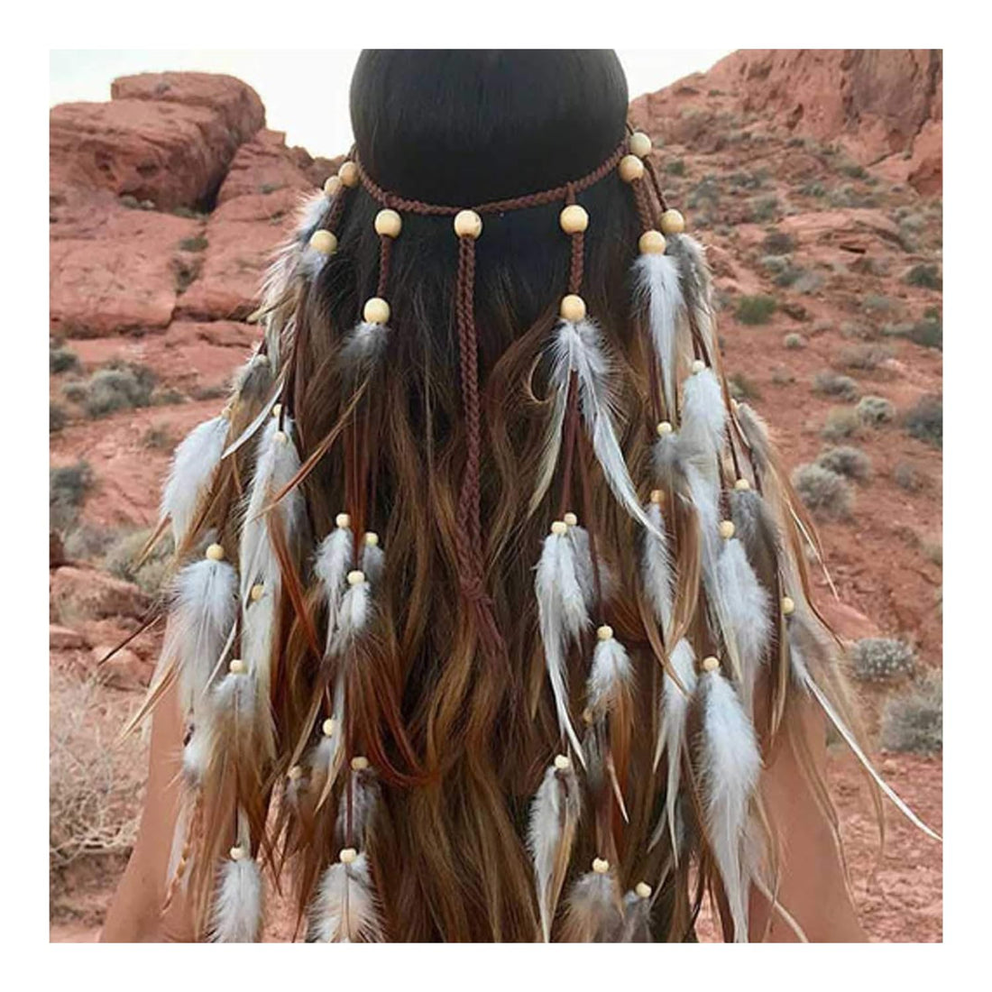 Hippie Hair Beads Feather Headband Boho Feather Headbands Indian Headband Feather Hair Accessories.