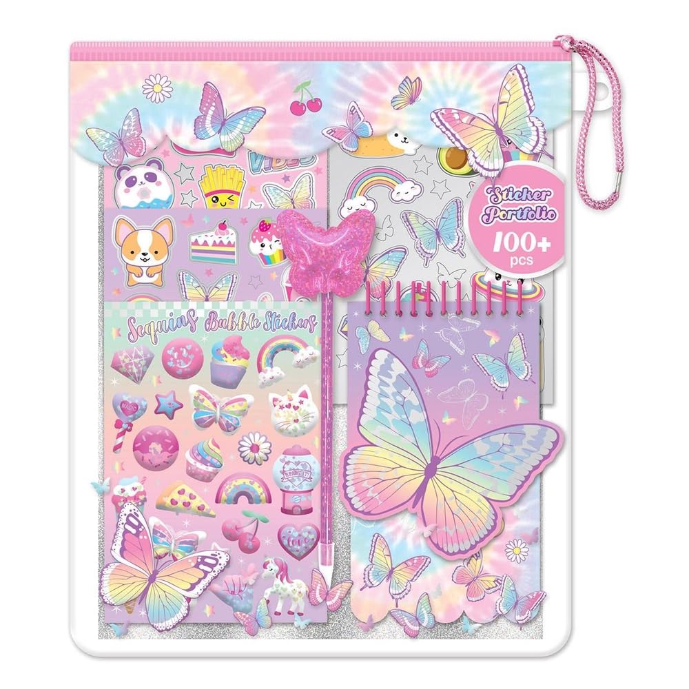 Hot Focus - Tie-Dye Butterfly Sticker Portfolio Set - 341TB