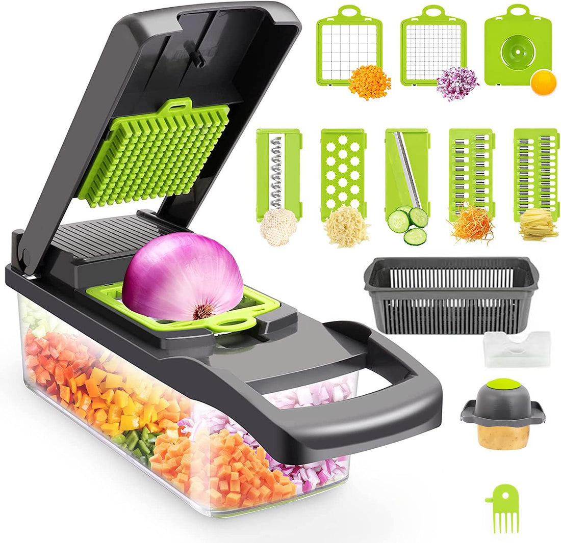 Vegetable Chopper Slicer, 11 in 1 Food Chopper Fruits Cutter, Kitchen Multi-Function Diced Vegetable Artifact Potato Shredded Grater, Household Potato Chip Sliced Grater
