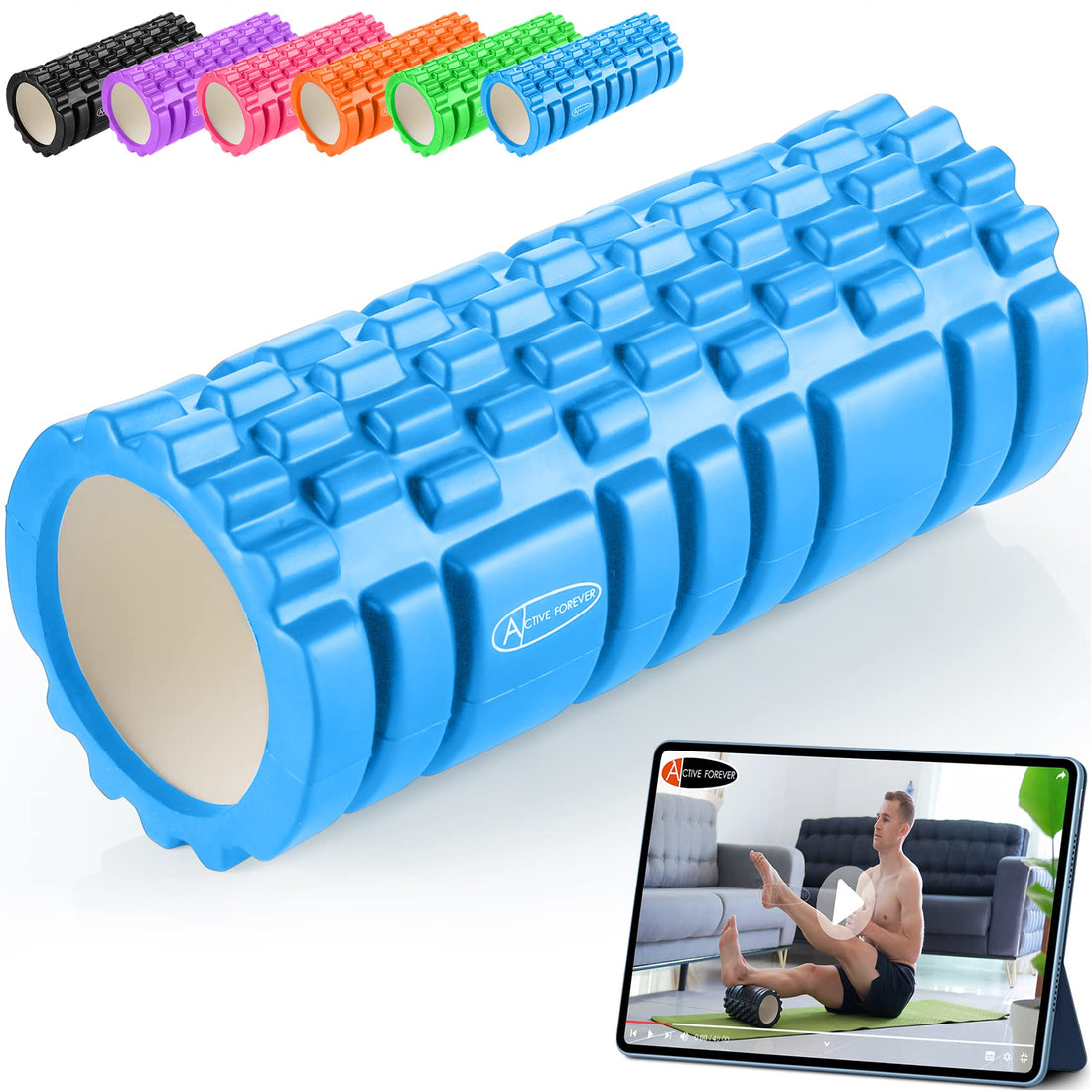ActiveForever Foam Roller for Deep,Foam Roller for Back,Foam Roller for Legs,Exercise Roller,Used in Verious Plases Such as Homesoffice Yoga Classes and Gyms.(13.5cm*32.8cm)(Blue)
