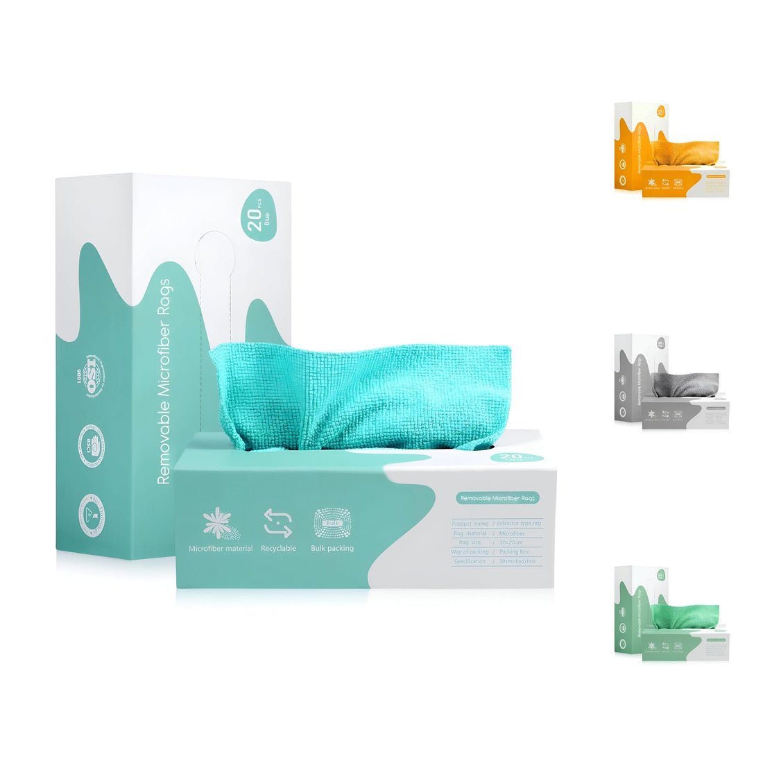 Neolafish 20 Pack Premium Microfiber Cleaning Cloths, Reusable Wet Wipes Box, Towel, Car Care Products, Easy, Blue