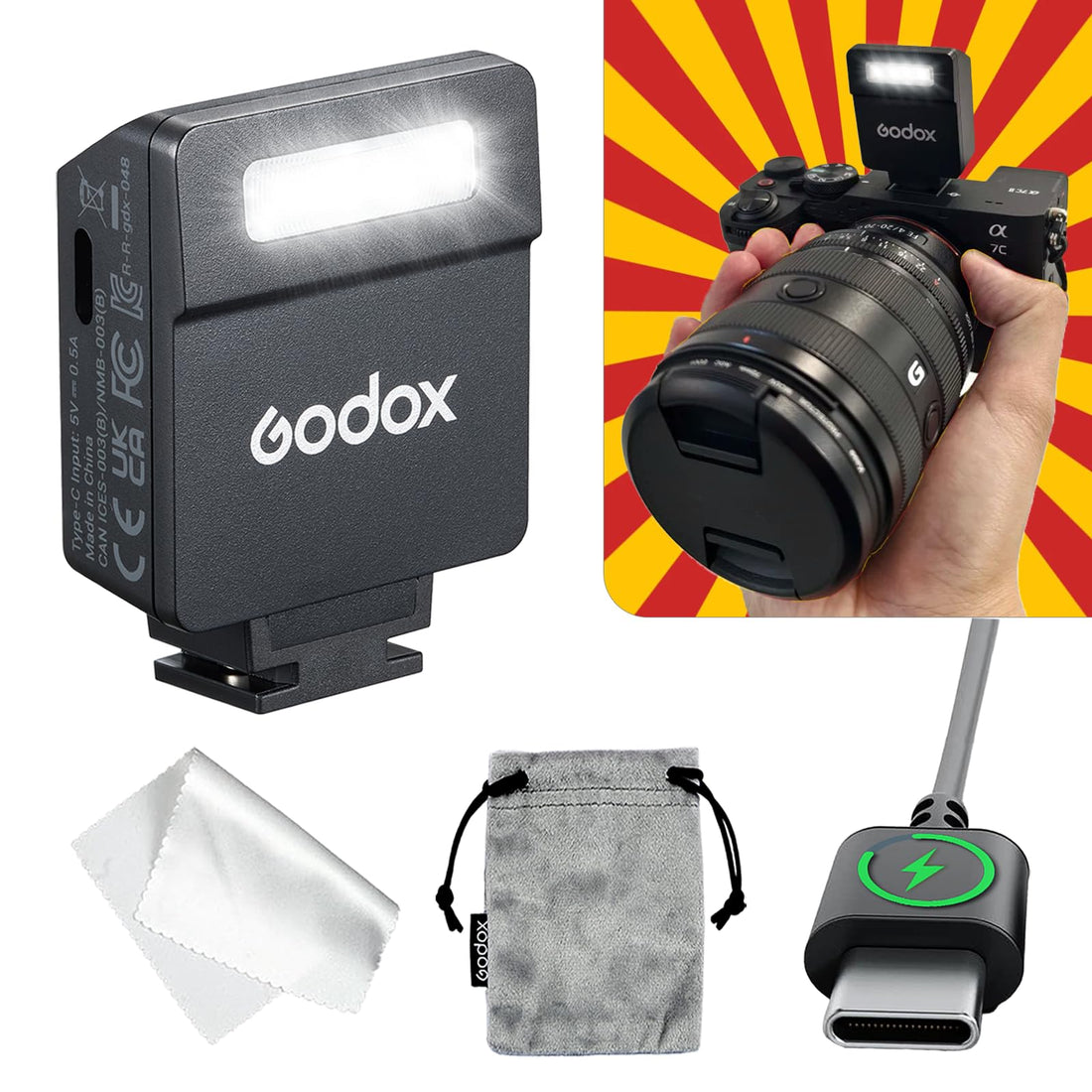 Camera Flash Godox iM22 Godox Flash - GN10/470 mAh/Type-c Charge/440 Full-Power Flashes/3s Recycle Times/5 Power Levels/Manual, Camera Flash for Sony zv1/Sony zve10/Ricoh gr3/Fujifilm f1 etc.