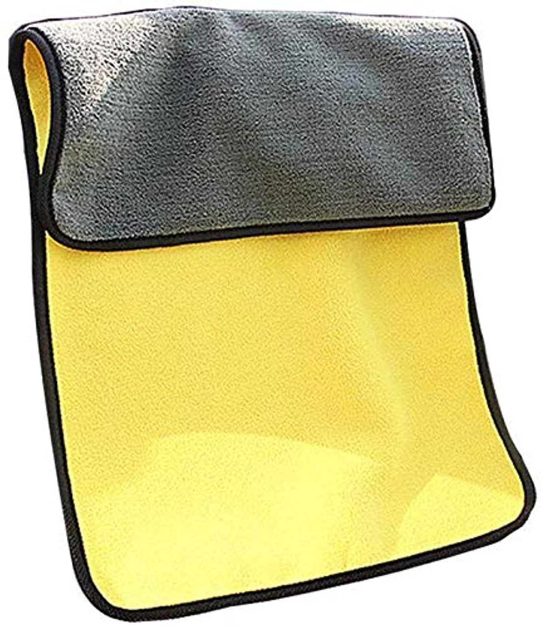 Thick, lint-free, water-absorbent cloth car wash towel, mixed materials, gray and yellow