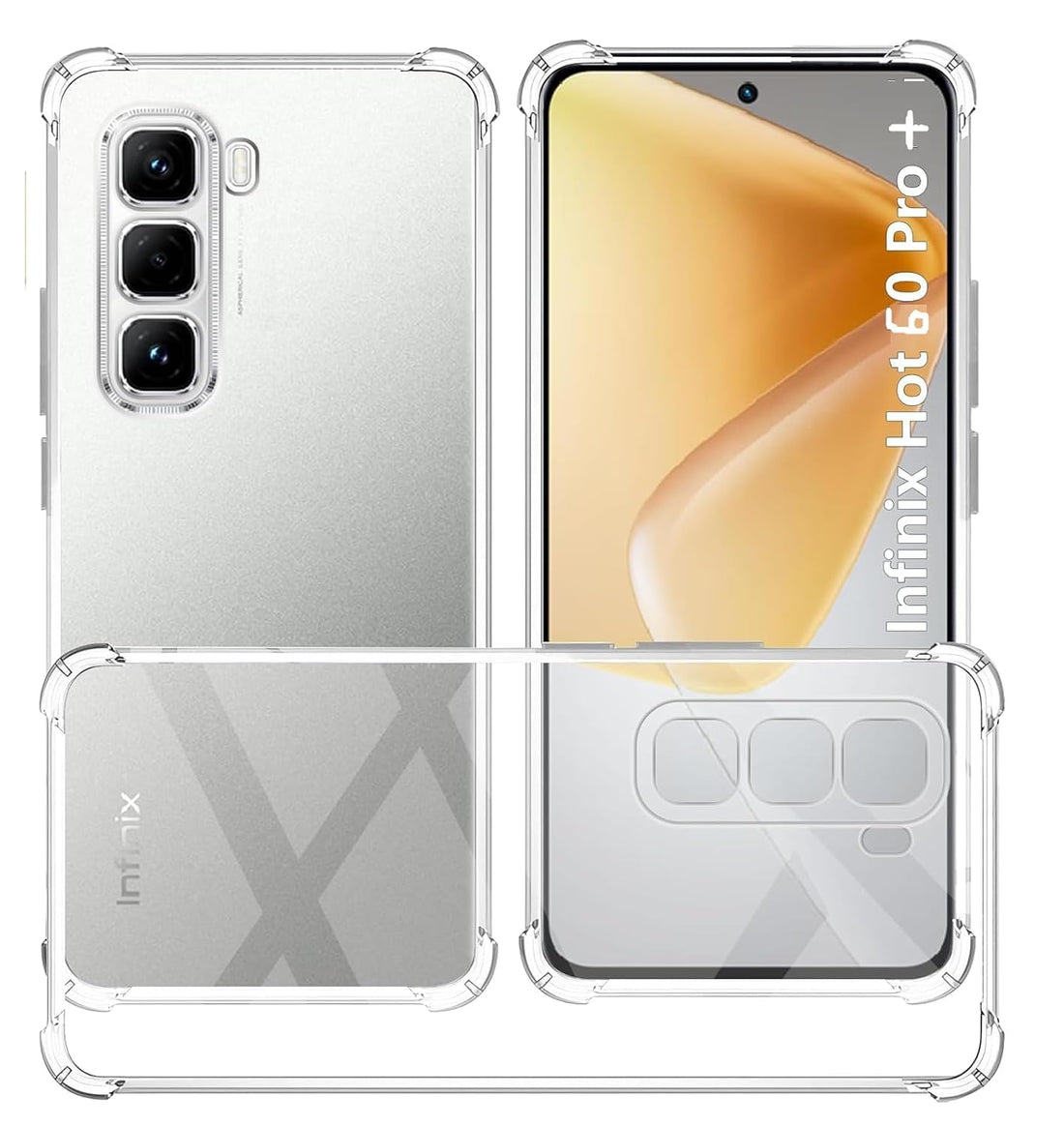 Case Compatible with Infinix Hot 60 Pro Plus Case Soft Transparent TPU + Silicone Bumper Reinforced Corner Full Camera Protection Transparent