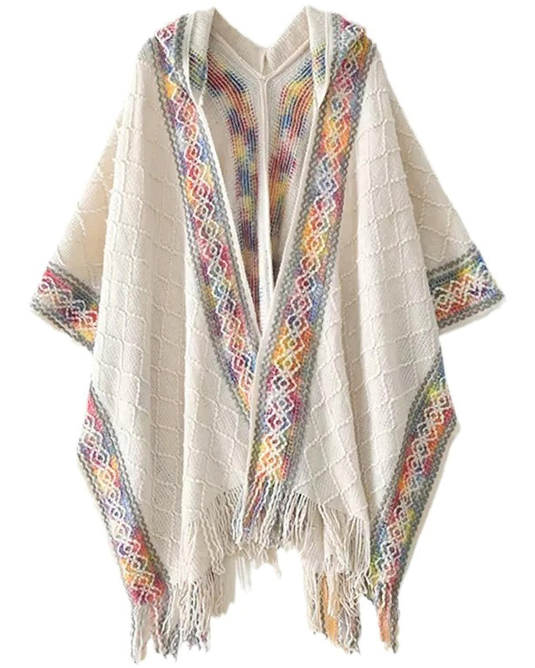 Knit Shawl Wraps for Women, Wraps Oversized Winter Scarf, Warm Poncho Sweater, Tassels Open Front capes, Warm Wearable Blanket Long Cardigans Sweater Coats Birthday Gifts for Ladies (Beige)