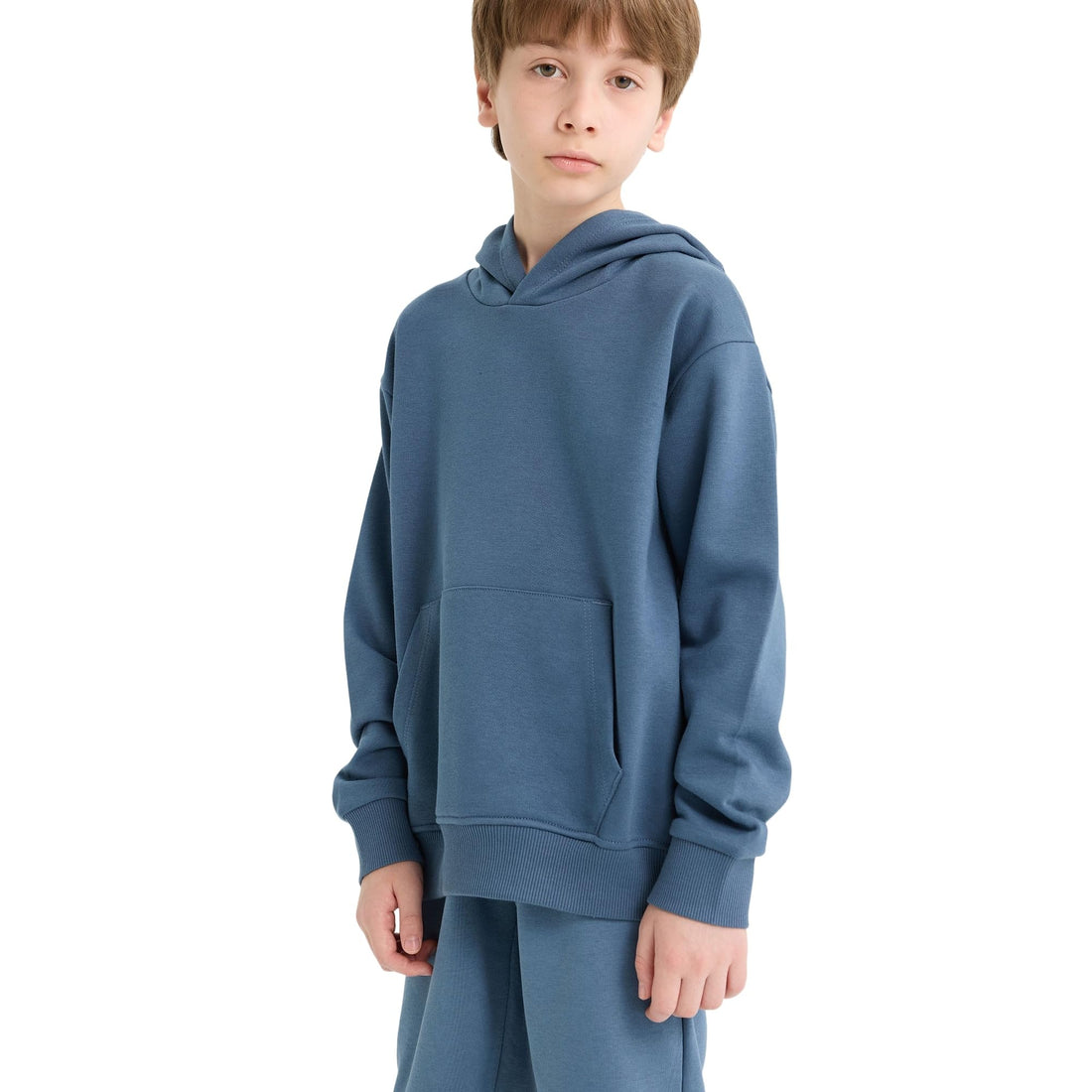 DeFacto Boy Casual Regular Fit Hooded Long Sleeve Knitted Sweat Shirt E9558A8, Light Indigo8/9 Y