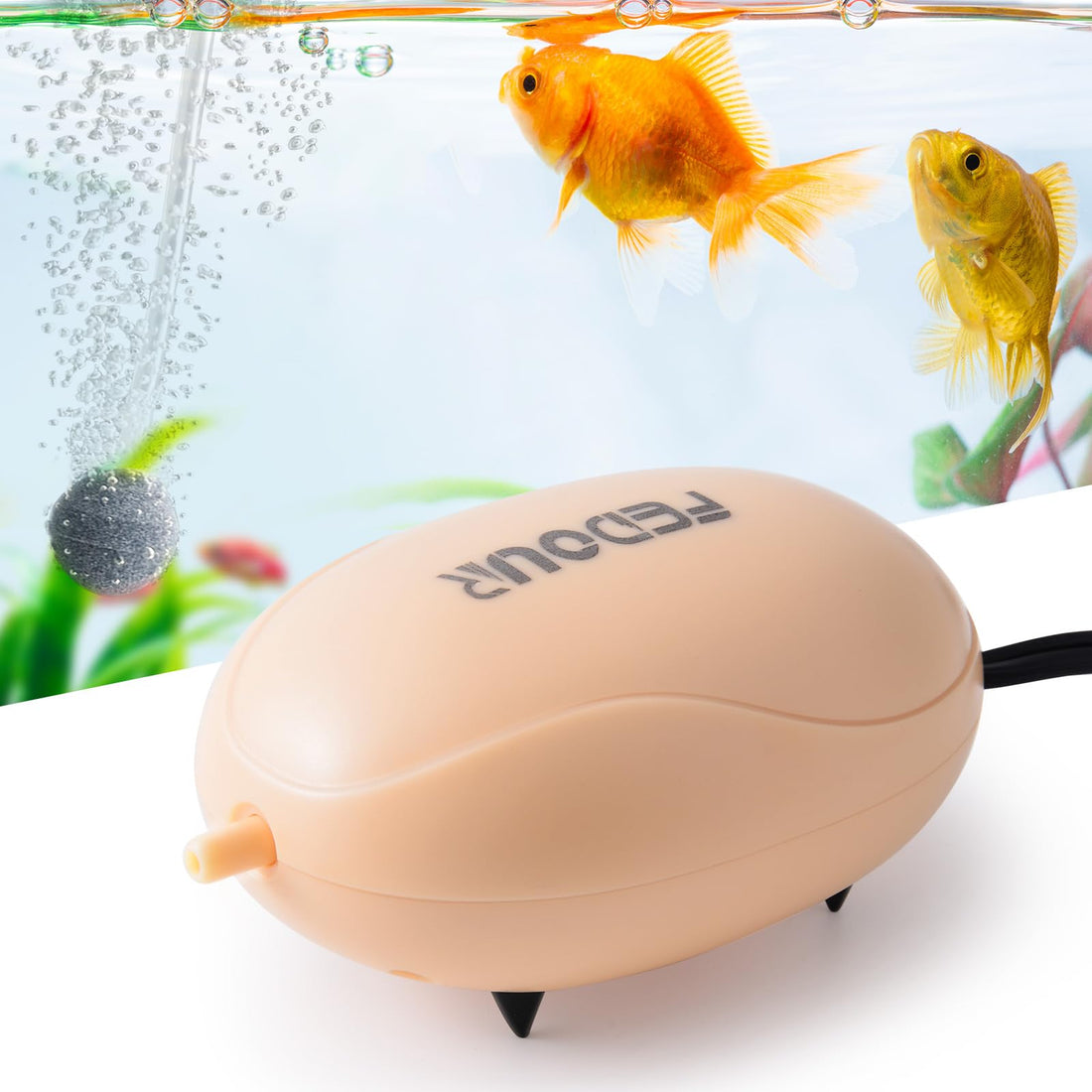Mini Fish Tank Air Pump, Quiet Fish Tank Oxygen Pump with Single Outlet, Adjustable Aquarium Air Bubbler with Complete Accessories for 1-75L Aquariums, Betta tanks, Shrimp Tanks