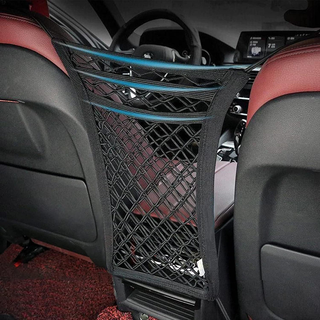 Car Storage Net,Storage Network of Car Seat,Elastic CarNet Pocket,Cars Seat Organiser,Cars Boot Mesh Bag,Portable CarStorage Organiser Net,Barrier of Backseat Pet Kids(black)