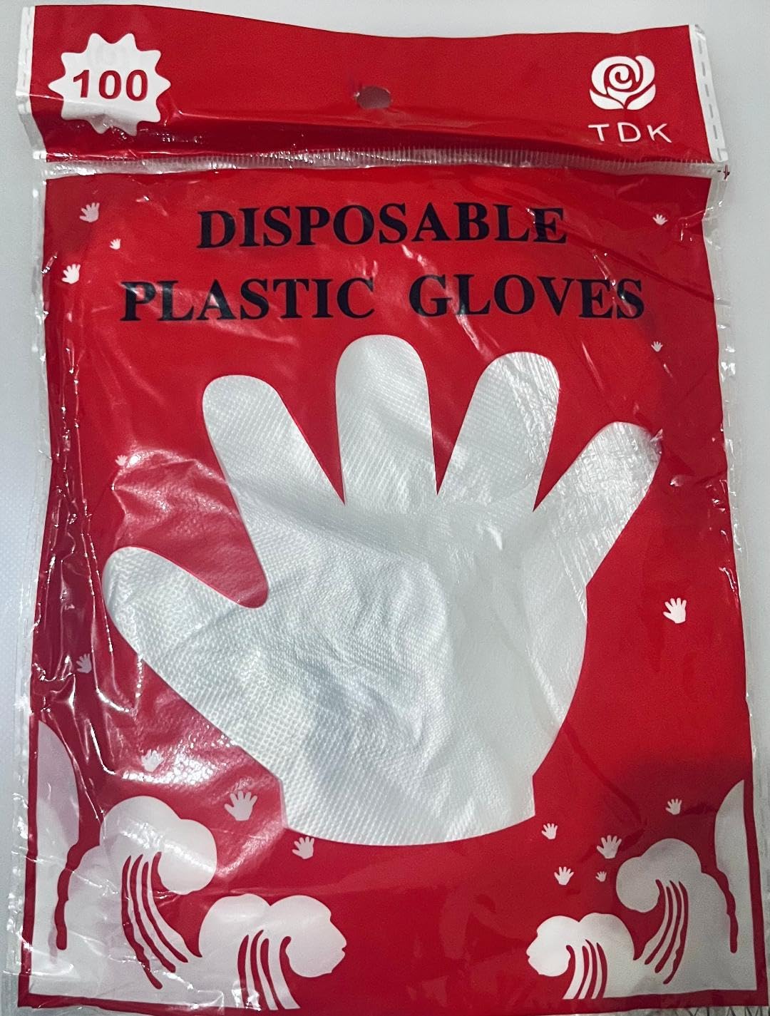Disposable Plastic Gloves 100 Count — One Size Fits Most Hands — Clear/White — Safe for Food Handling and Cleaning