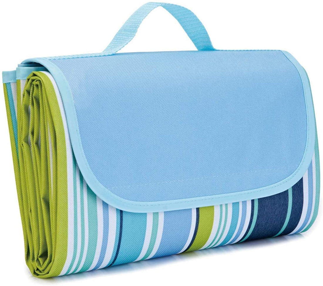 ECVV Amerteer Waterproof Foldable Outdoor Camping Mat Widen Picnic Mat Plaid Beach Blanket Baby Multiplayer Tourist Mat 145X180cm, Blue, Lnko9244_1