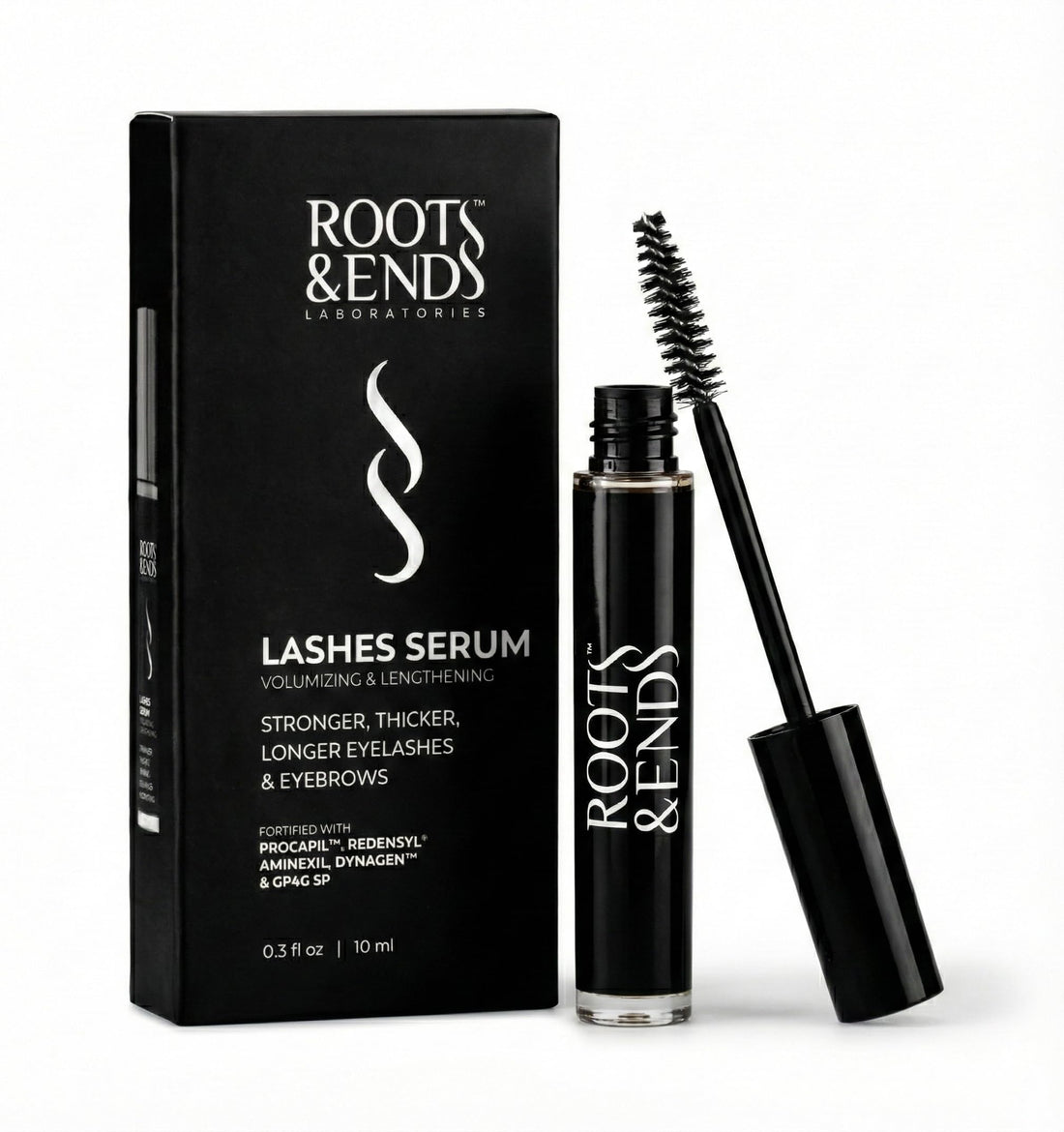 Roots & Ends Eyelash Serum for Longer Thicker Eyelashes & Eyebrows | Lash Growth Serum with Mascara-Like Applicator – 10 ml