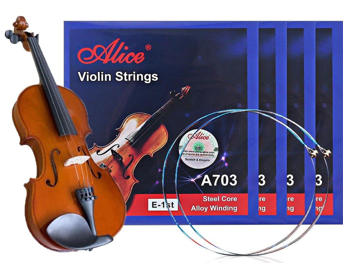 Violin Strings for 4/4, 3/4, 2/4, 1/4, Nickel Plated Spherical Head Violin Strings Set