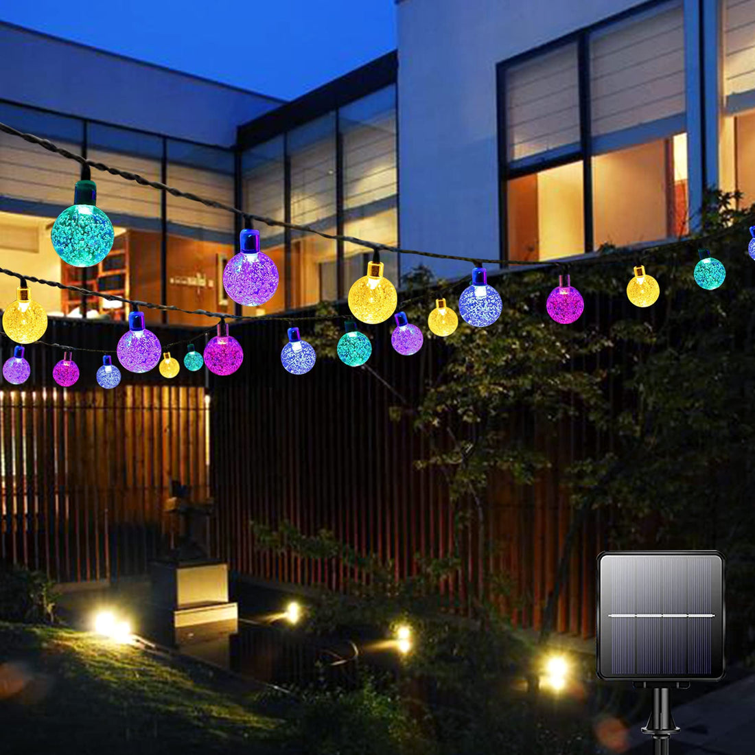Solar Fairy Lights Outdoor, 12M/39Ft 100LED Garden Lights Solar Powered Waterproof, 8 Modes Globe String Lights for Garden, Patio, Lawn, Yard, Wedding(Multi-Coloured)