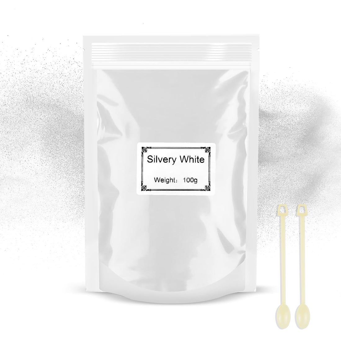 Rouclo 100 g Mica Powder - Metallic Epoxy Resin Pigment Pigment Epoxy Soap Dye, Powder Dye for Resin Making, Jewellery, Soap, Slime, Bombs, Bath, Candles (White)