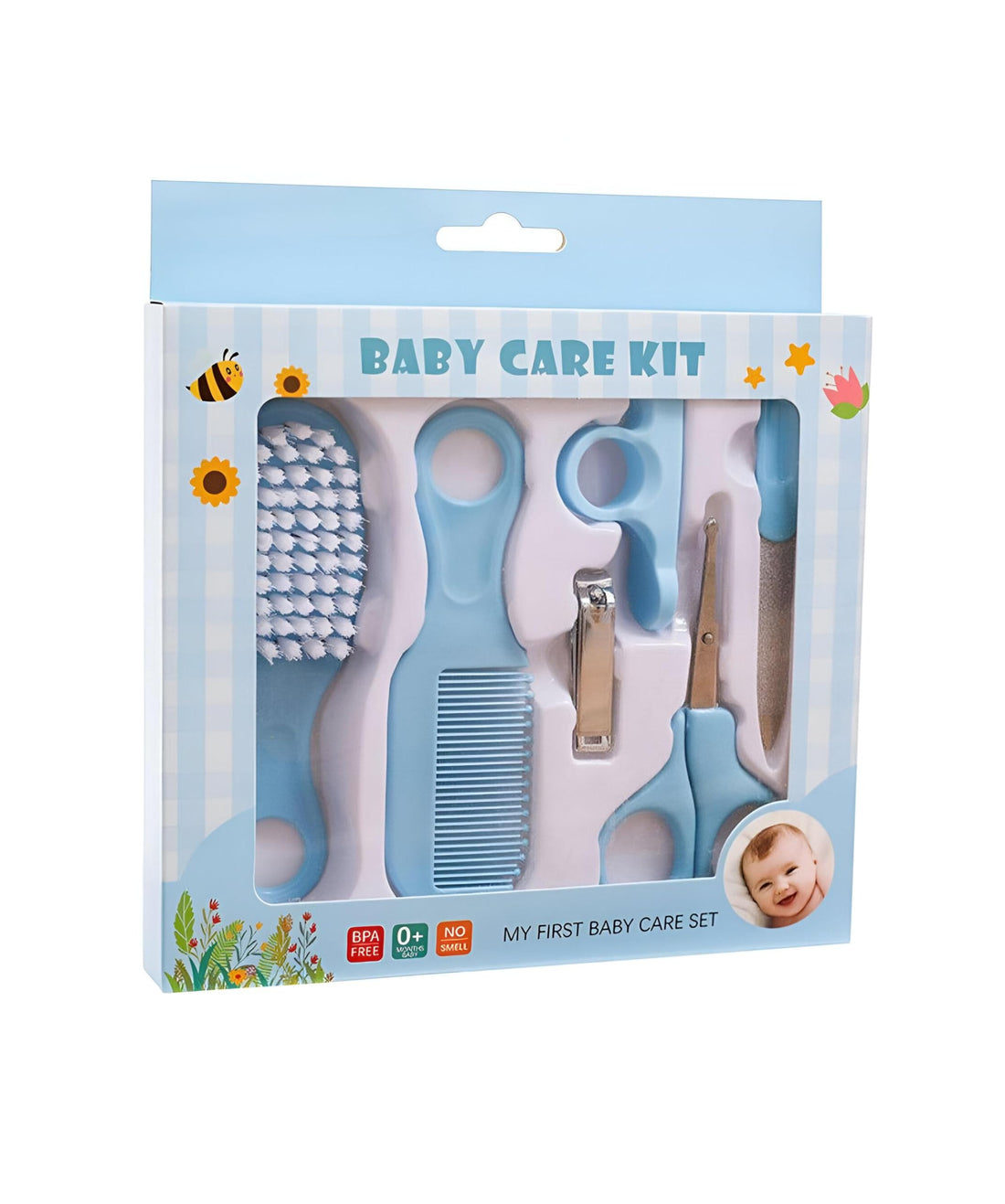 Complete Baby Nail & Hair Care Daily Care Kit Contains 6 Essential Items Including Scissors, Hair Brush and Comb Specially Designed for Newborn and Toddler (Blue)