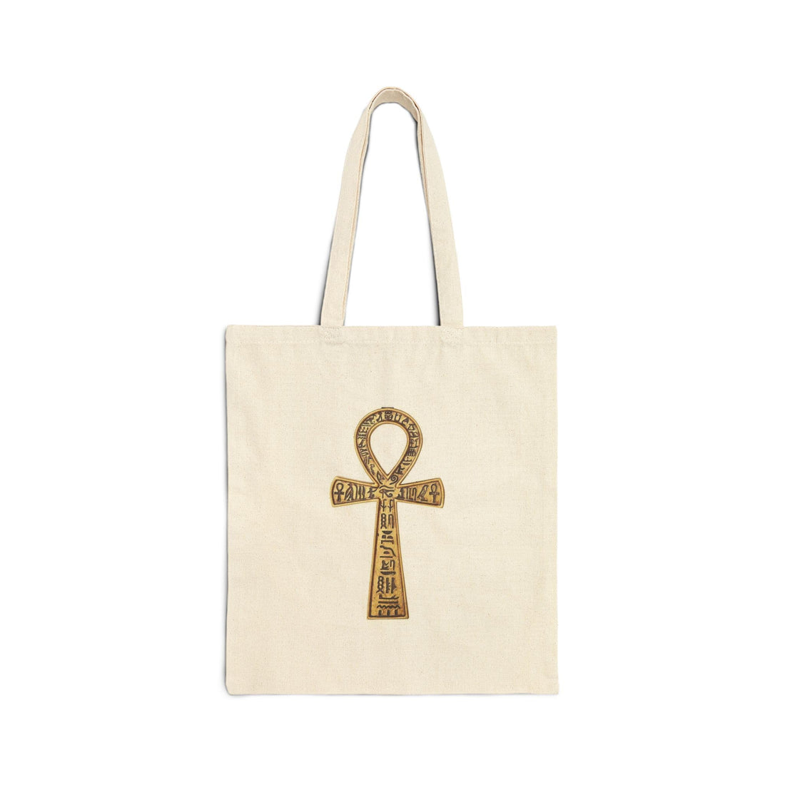 Tote Bag - Canvas Zipper Bag with "Key of Life" (Ankh) Design with Pharaonic Symbols - Egyptian Civilization and Heritage Lovers Gifts Cotton Shoulder Bag, Cream White Durable and Fashionable.