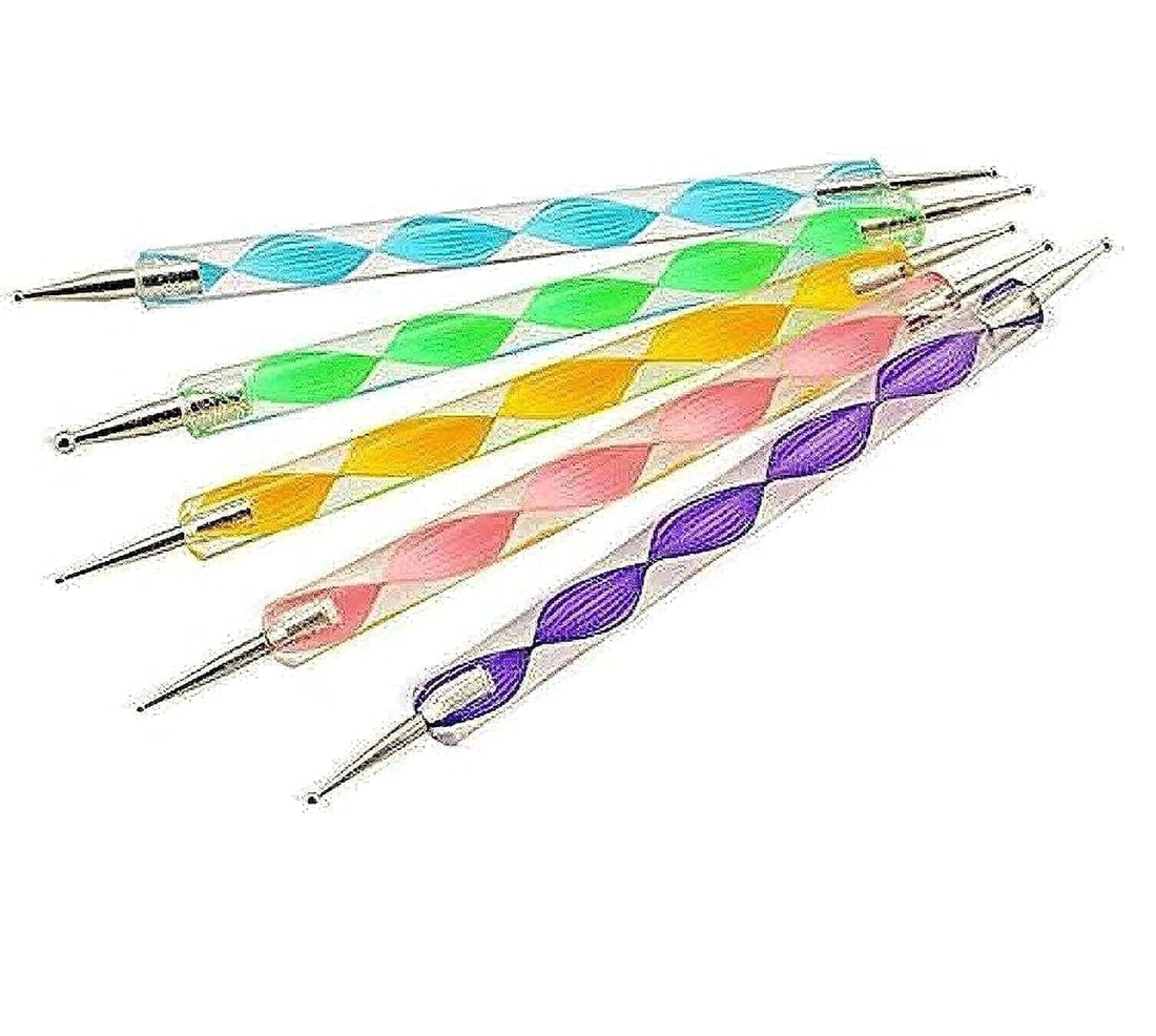 Two Way Nail Art Design Set - 5 Pieces, Painting Brush, Marble Paint Pen, Natural Nail Art Tools - 2 Way Nail Art Design Set - 5 Pieces, Paint Brush, Marble Paint Pen, Natural Nail Polish Tools