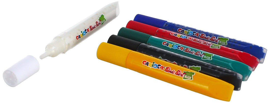Carioca 42133 Multicoloured Fabric Paint Pack of 6, 8x8 cms, Water-based, 100% Coverage, 4 Hours Drying Time