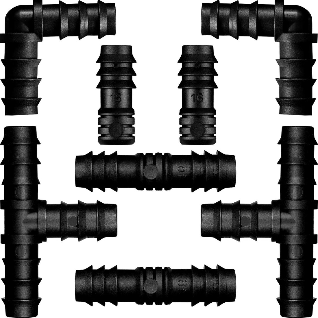Maitys 8 Pieces 1/2 Inch Drip Irrigation Fittings Parts Soaker Hose Repair Kit Inline Barb Drip Irrigation Hose Connectors Plastic Tubing End Stop for Garden Lawn Sprinkler Systems(Mixed)