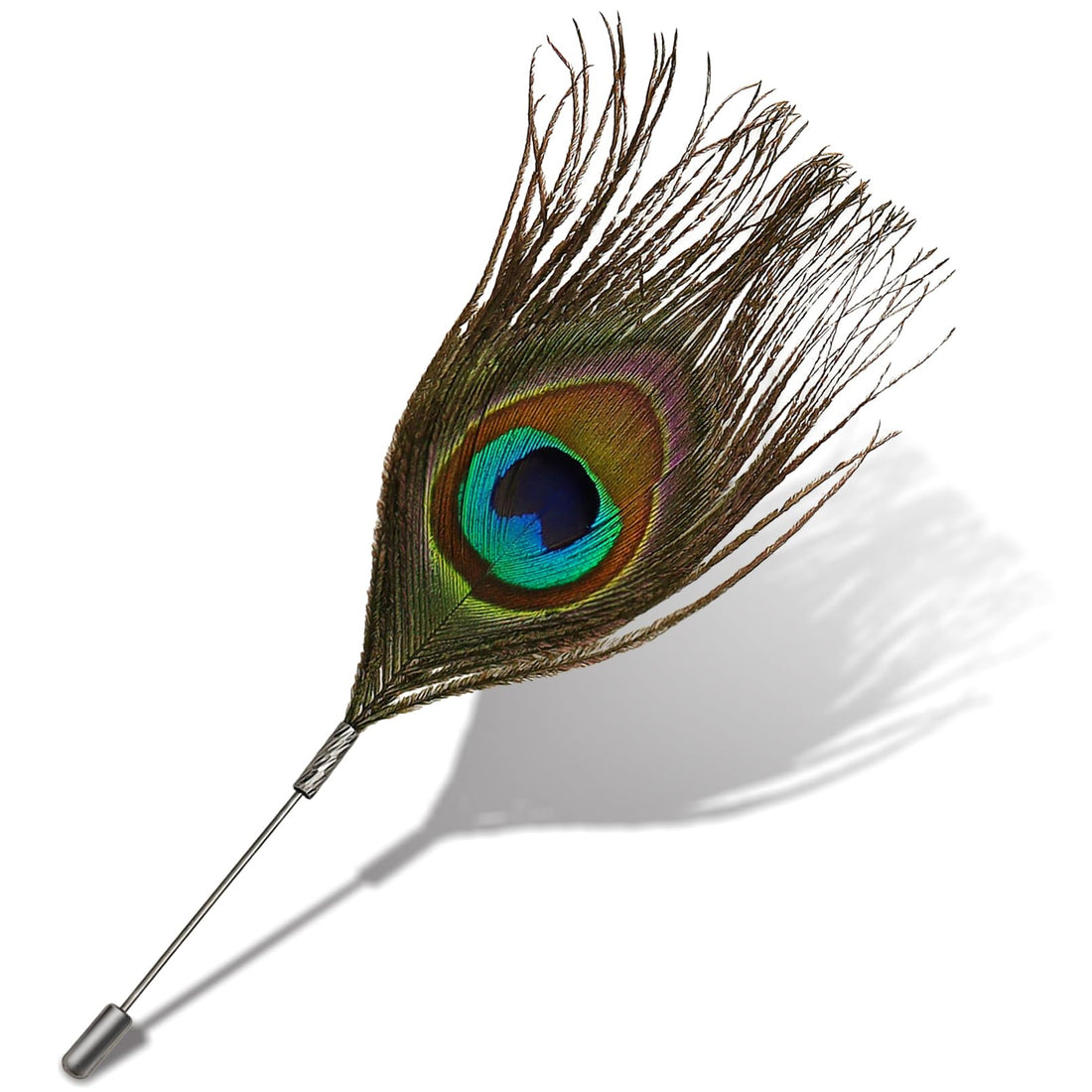 4Pcs Peacock Pheasant Feather Brooch 20s 50s Fascinator Hats Lapel Stick Pins Plume Boutonniere Tie Scarf Cap Clips