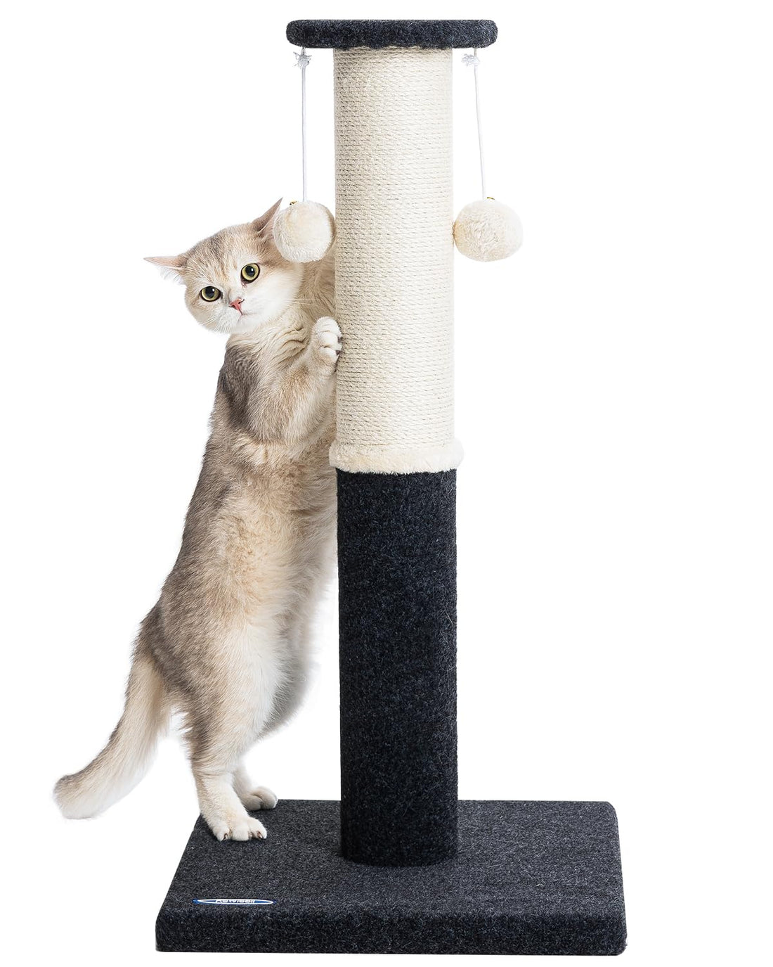 34-Inch Tall Cat Scratching Post for Indoor Cats, Large Carpet Scratch Post, Sisal Cat Scratcher, Sturdy and Durable Cat Post with Hanging Ball