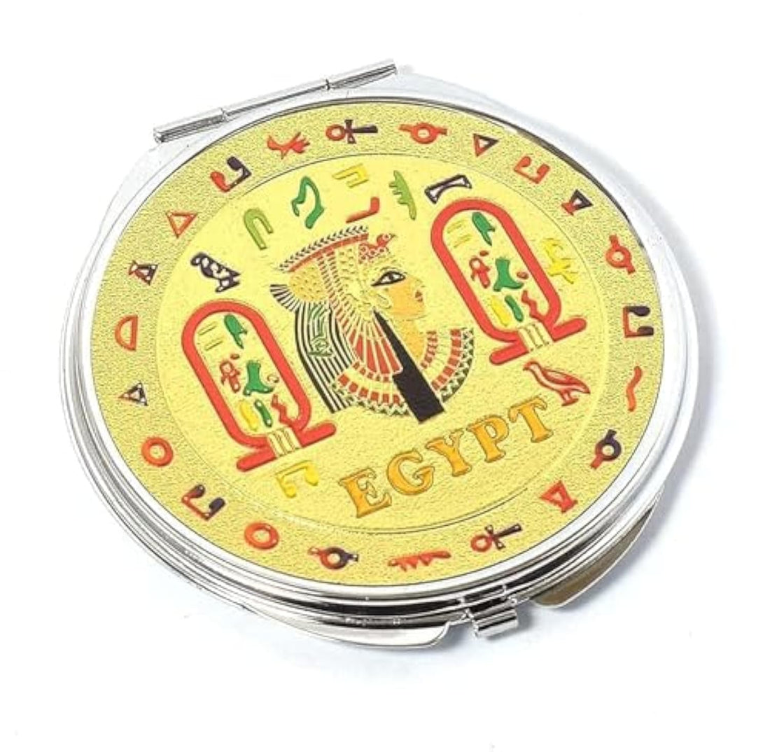 immatgar pharaonic pocket makeup mirror ancient Egyptian souvenirs gifts for women and mother from Egypt (Cleopatra Golden)
