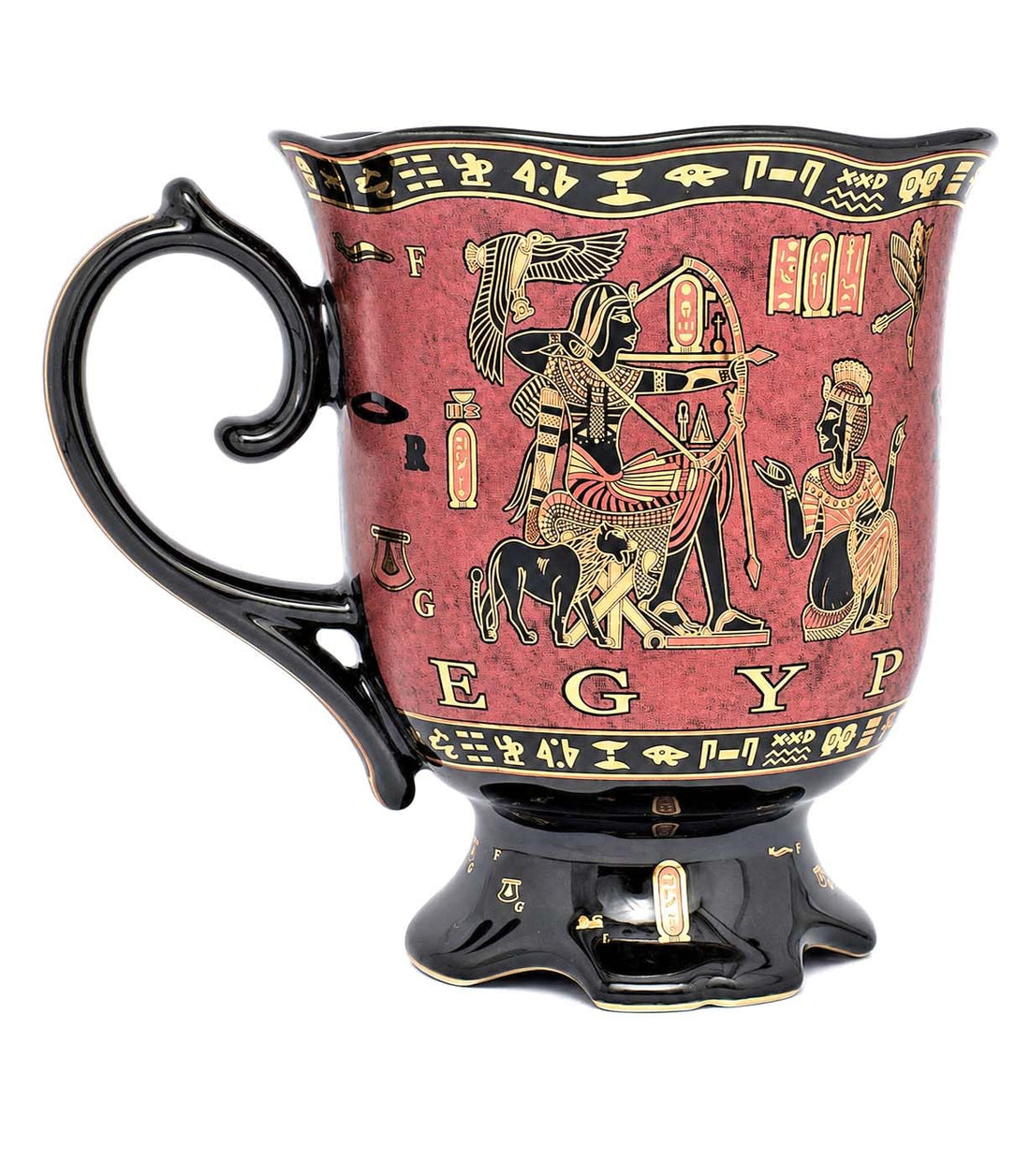 immatgar pharaonic Flower mug ancient Egyptian souvenirs gifts for women and men from Egypt - mother day gifts (Cat - Black/Red - 400 MM)