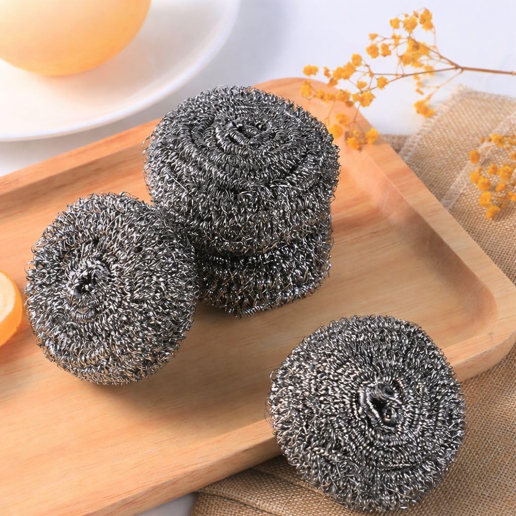 High Quality Utensil Wire Set for Dishwashing and Utensil Washing - Durable Metal Loofah for Removing Tough Grease and Rust - Kitchen Cleaning Tools (Set of 6)