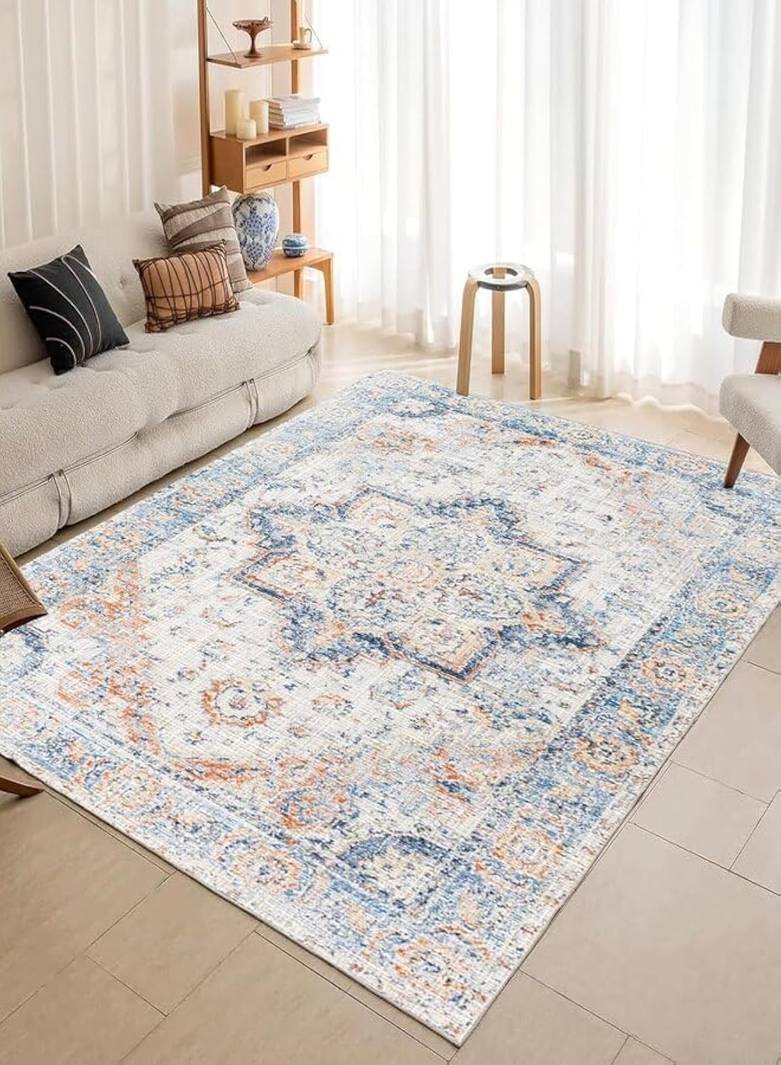Area Rug Cover Washable 160 * 250cm Soft Non-Slip Faux Wool Fiber 3D Design Perfect for Living Room, Bedroom, Dining Room, Indoor and Outdoor (5)