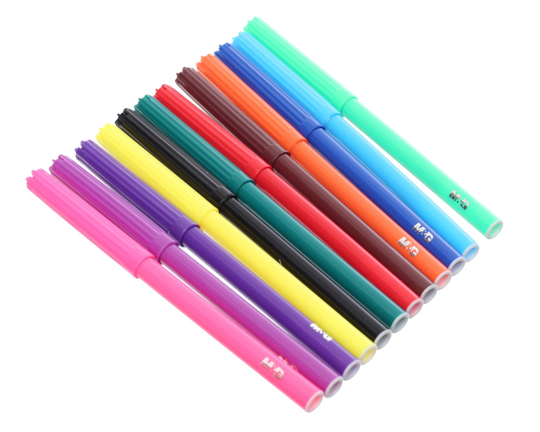 M&G S-Felt Tip Pens, Colorful Art Creations, Fine Tip, Smooth Flow, 12 Colors