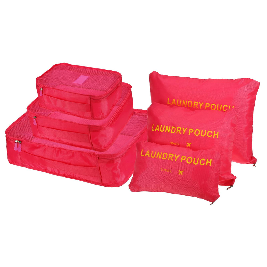PATIKIL Packing Cube, 6 Set Luggage Organizer Bags Packing Compression Pouches Travel Storage Bags Clothing Sorting Packages, Rose Red