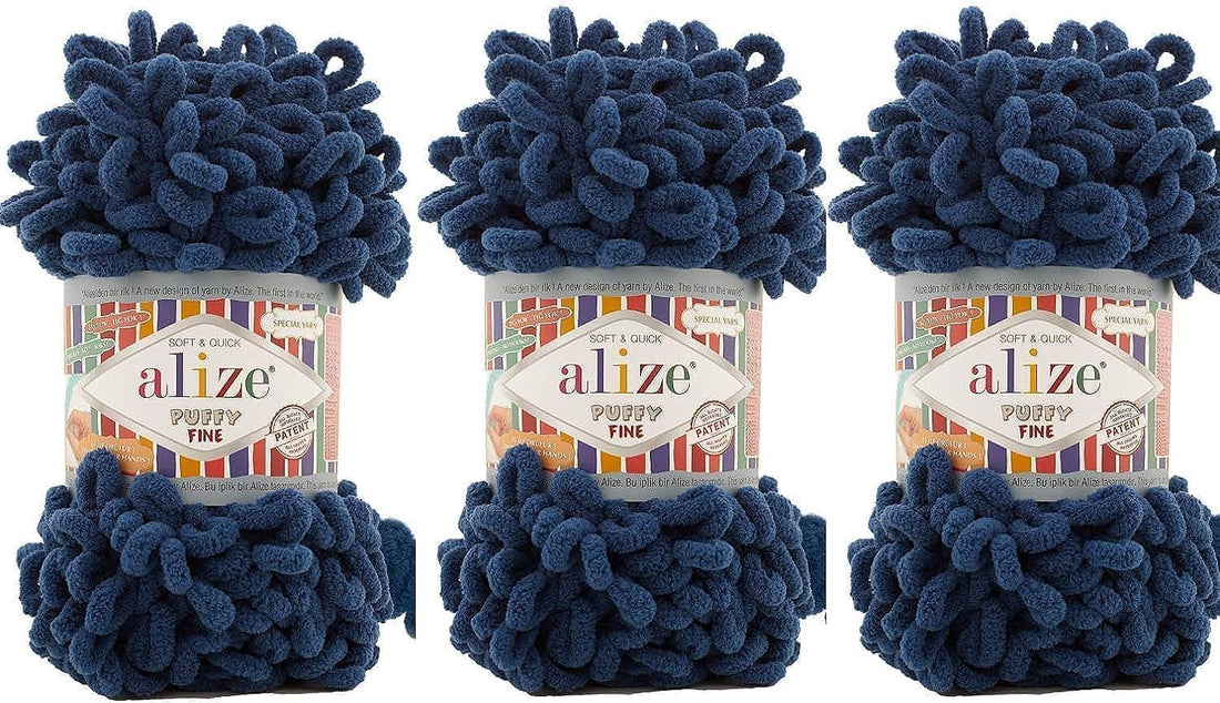 Alize Puffy Fine Baby Blanket Yarn - Lot of 3 Skeins, 300gr, 48yds - 100% Micropolyester Soft Super Chunky Bulky Woven Worsted Yarn for Hand Knitting (93)