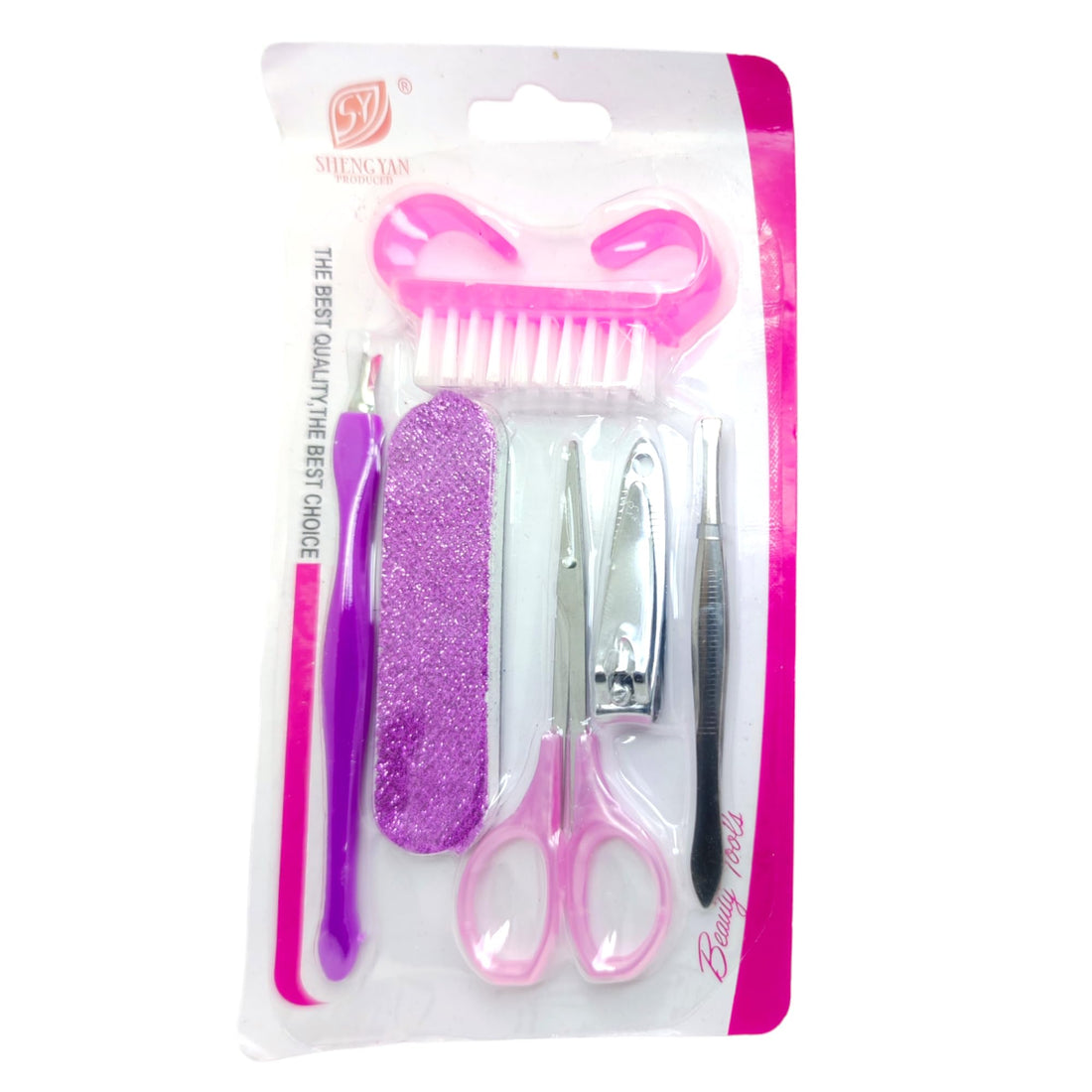 Manicure Set Eyebrow Tweezers Set 6 Pieces Stainless Steel Nail Care Tools Set for Women and Men Travel Nail Care Tool Set (Silver)
