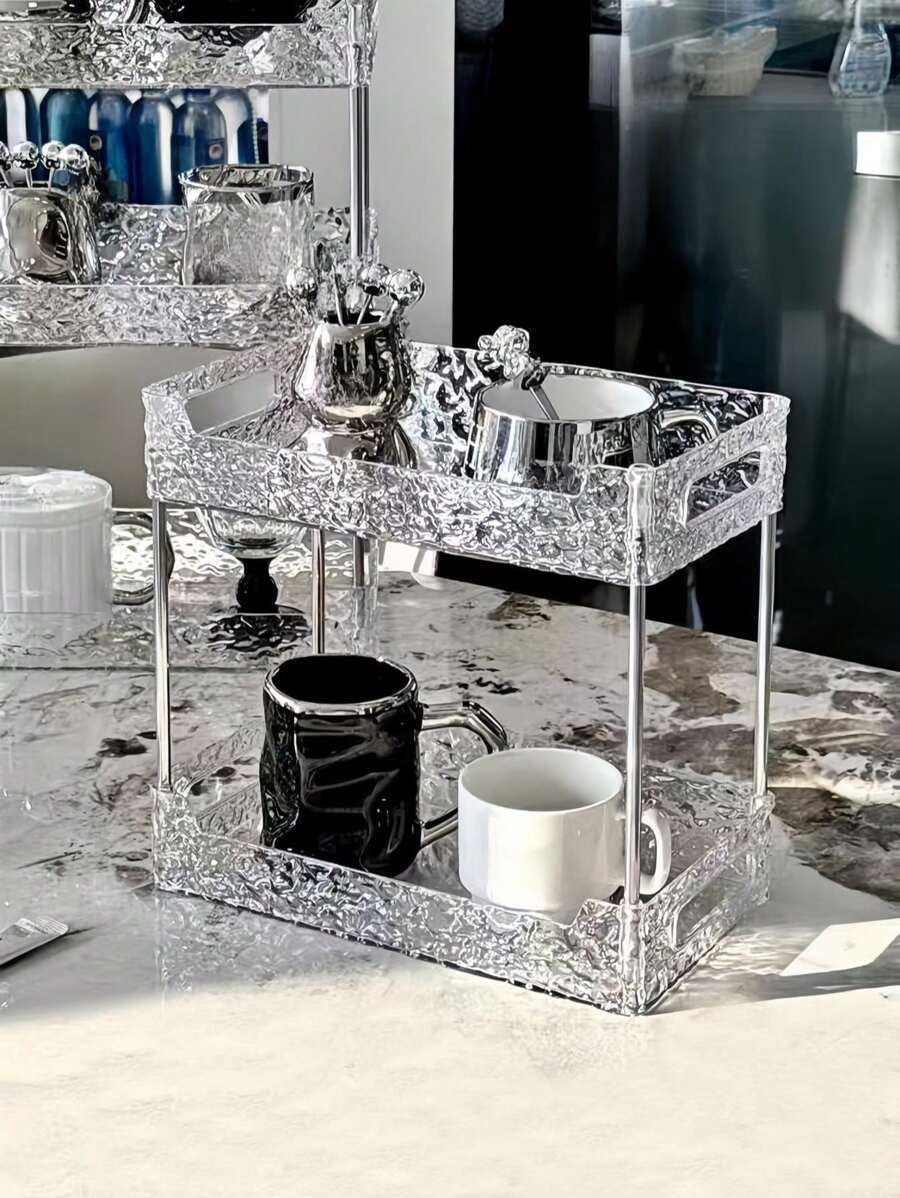 Acrylic Makeup Organizer 2-Tier Clear Cosmetic Storage Box for Vanity Dresser Multipurpose Accessory Display Shelf and Skincare Products Holder Stand