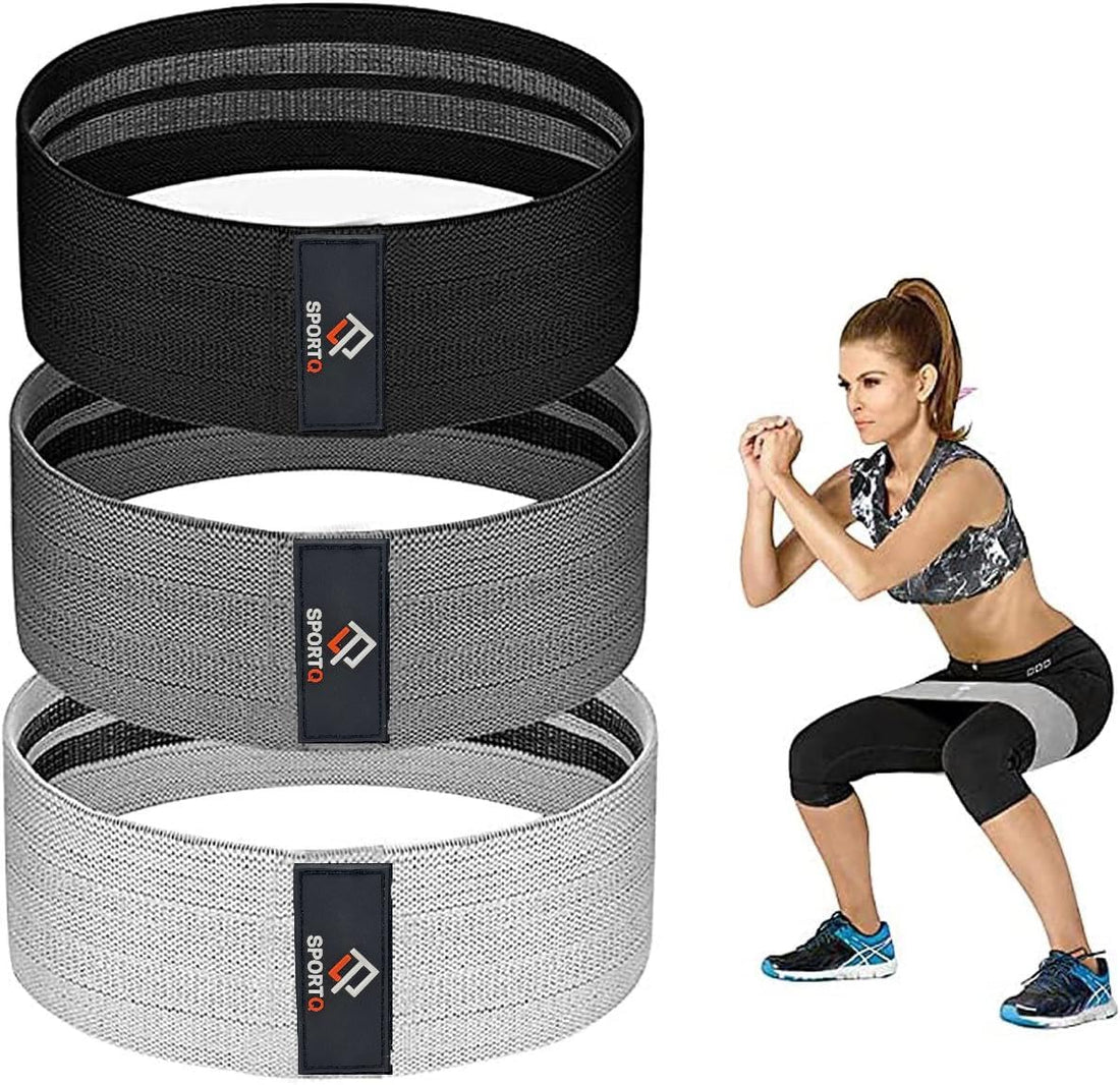 Premium SportQ Resistance Bands for Legs and Butt Anti Slip Hip Bands for Women and Men, Hip and Leg Exercise Bands - 3 Levels Resistance Bands for Hips and Legs
