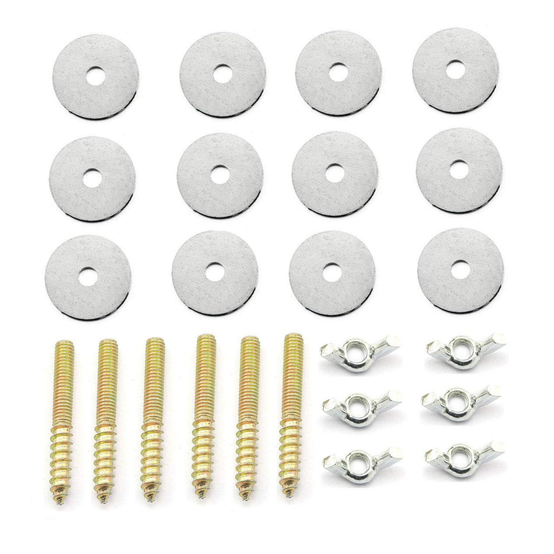 6pcs M6 Hanger Bolts Double Headed Screws with Wing Nuts and Flat Washers Fixed Screws for Hamster Springboard Station Board Bird Cage Pole