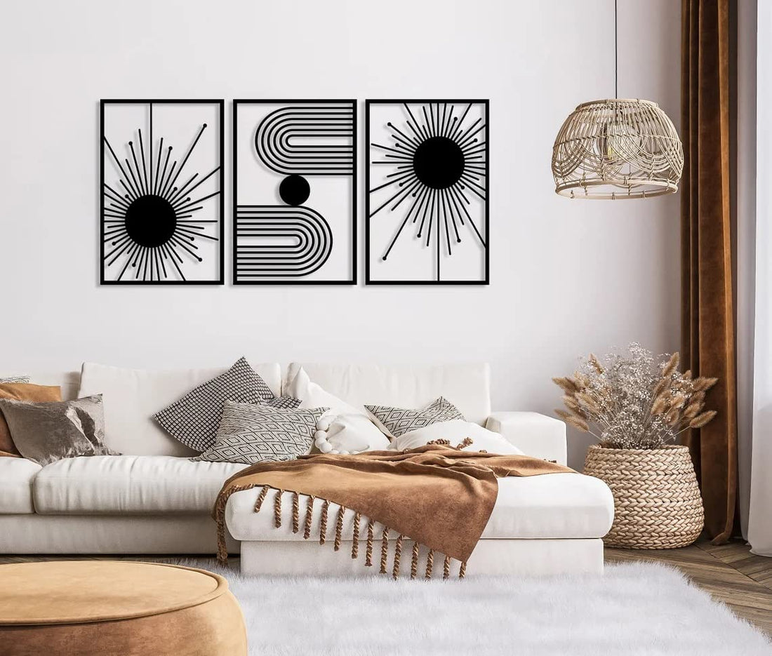 Home Gallery Unique boho wood wall art - set of 3 panel each 60x40