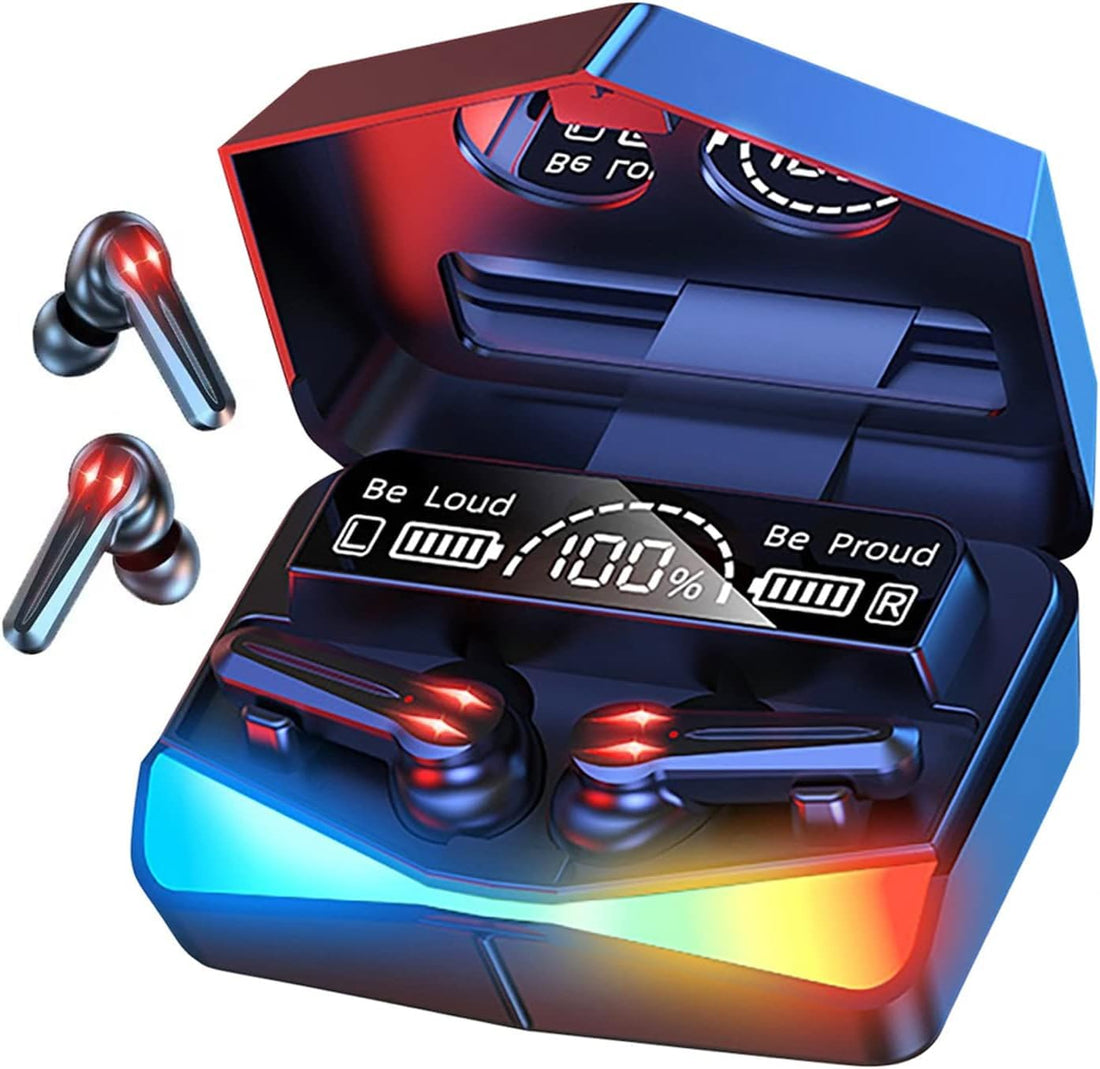 M28 Wireless Bluetooth 5.1 Gaming Headphones, LED Display Headphones, Touch Control, Built-in Microphone, Dual Mode for Music and Gaming, Waterproof