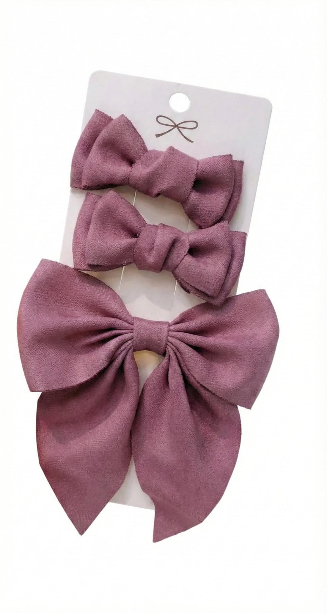 Nopatia 3 Sizes Pink Bow Hair Clips Set Soft Fabric Fashion Hair Accessories - Classic Ribbon Hair Pins for Feminine Elegant Look (Mauve)