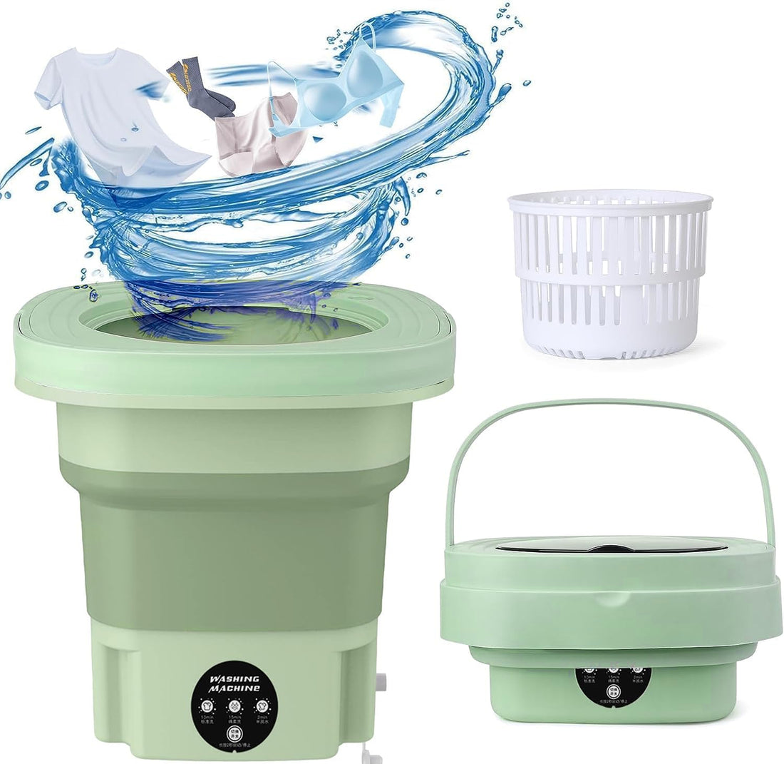 KASTWAVE Small Washer, Portable Washing Machine, Ideal for Small Clothing Items like Baby Clothes, Underwear, Socks, Foldable and Energy Efficient for Apartments, Dorms, Camping, RV (Green)