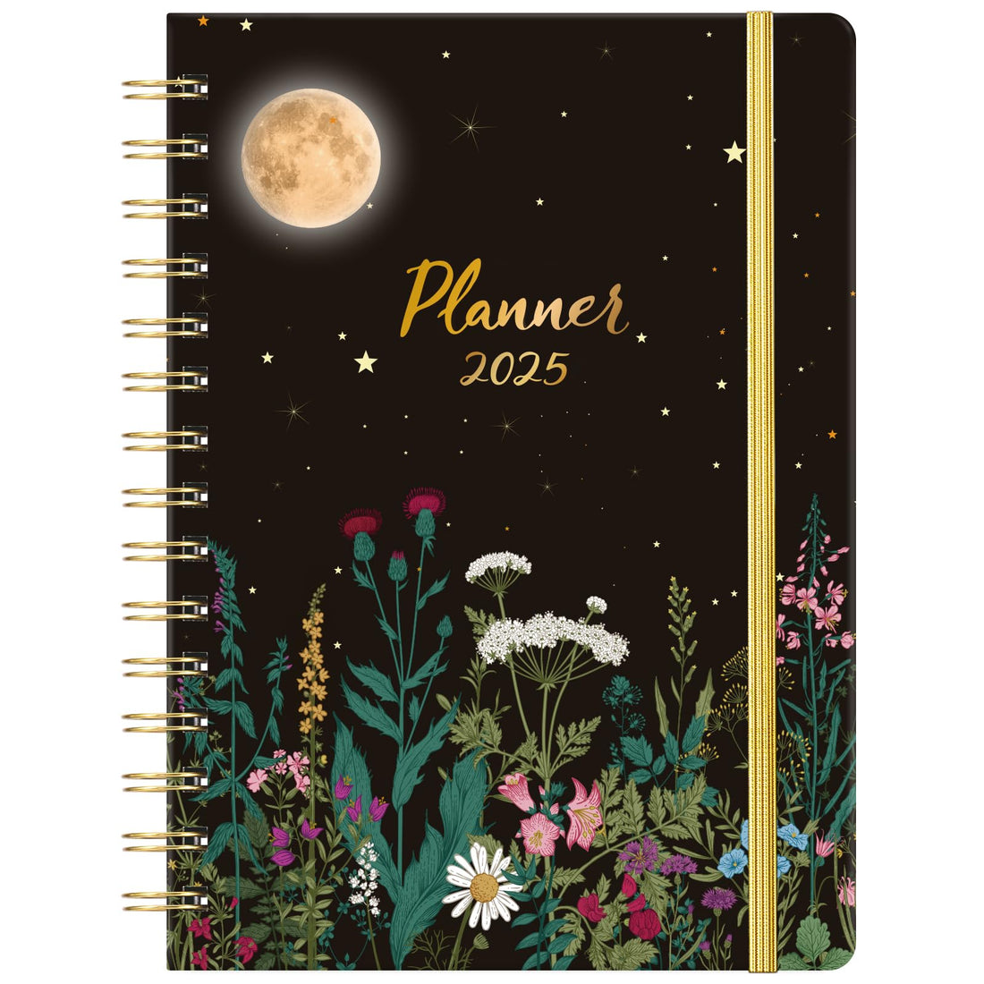 2024 Planner - Planner/Calendar 2024, Jan 2024 - Dec 2024, 2024 Planner Weekly and Monthly with Tabs, 6.4" x 8.5", Hardcover with Back Pocket + Thick Paper + Twin-Wire Binding - Moonlight Floral
