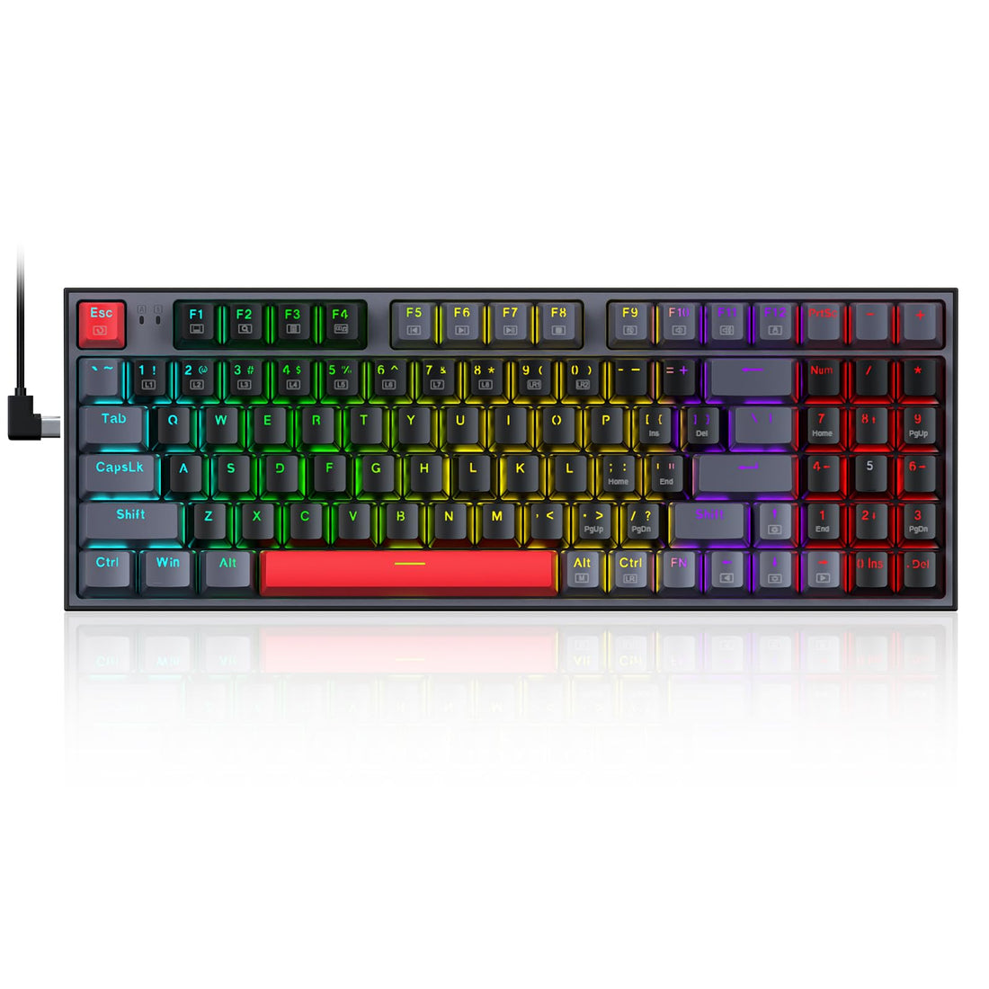 REDRAGON K607 APS TKL Low Profile Mechanical Gaming Keyboard - RGB Backlit - Blue Switches - Type C Detachable Cable