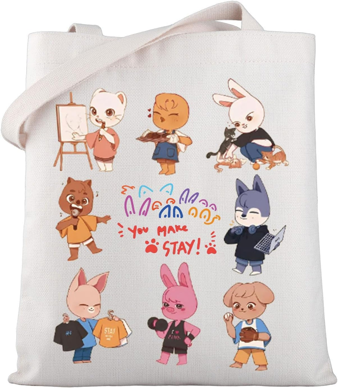 SKZ K-POP Boy Group Gift SKZ Canvas Tote Bag Stay Fandom Gifts SKZ Fans Shoulder Bag K-POP Music Lover Merch