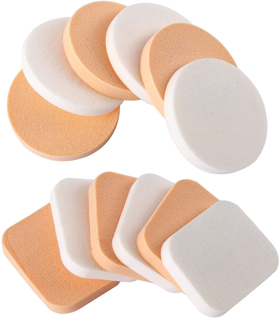 SOLDOUT™ 12 PCS Cosmetic Soft Puff Sponge Face Beauty Makeup Foundation Contour Facial Sponges Powder Puff (Pack of 12)