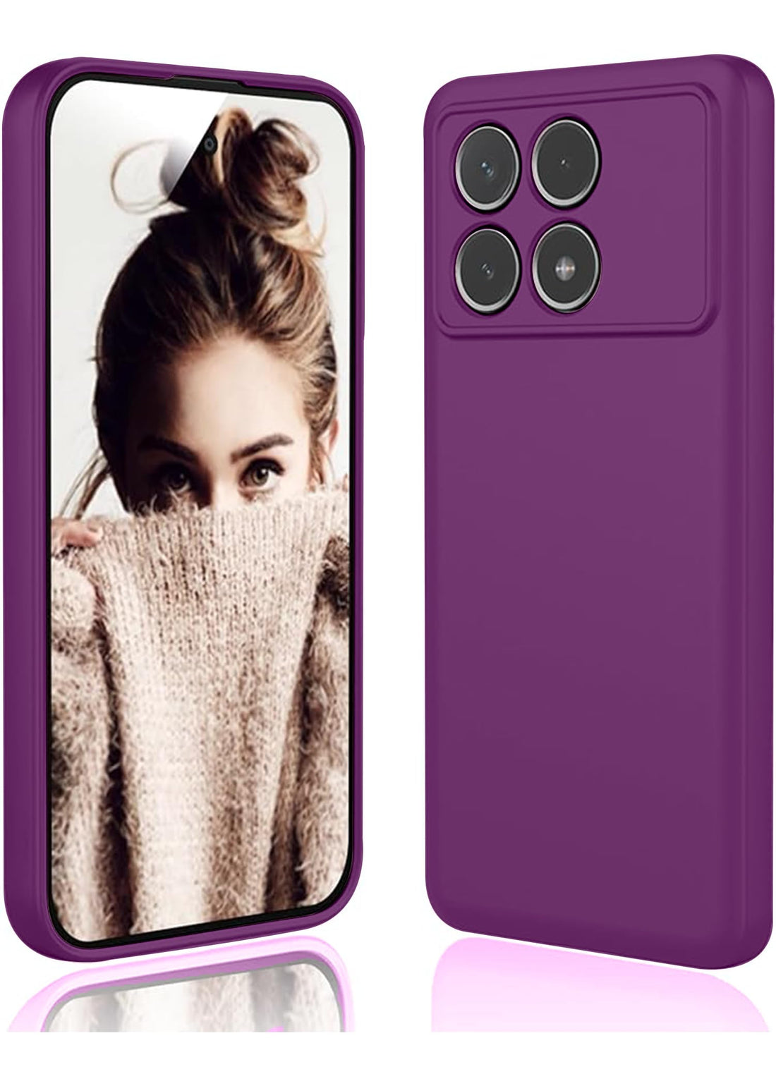 Silicon Camera Protection Mobile Magic Soft Case with Microfiber Lining For Xiaomi Poco X6 Pro 5G (Purple)