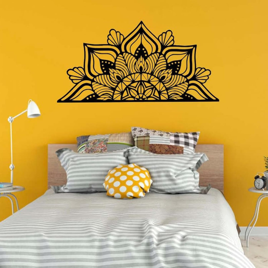Lotus Flower Mandala Wall Art 110x55cm Black WQ.WA192.13