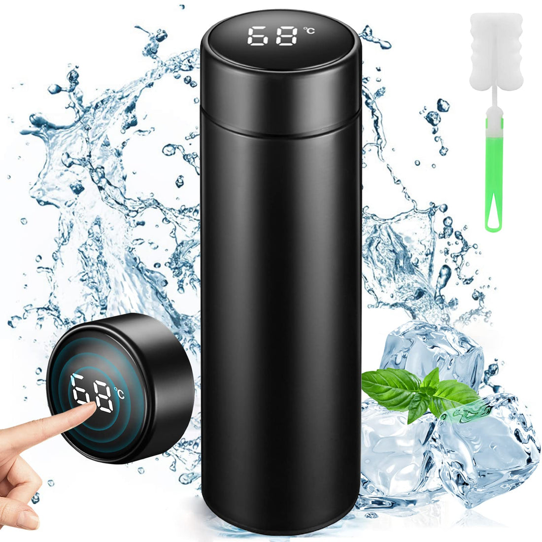 EMAGIE Smart Thermos Water Bottle Thermos for Coffee Thermal Glass Stainless Steel Digital Thermos for Hot Water Cold Thermal Cup Gift for Men Women Outdoor Bottle Office Home Sport