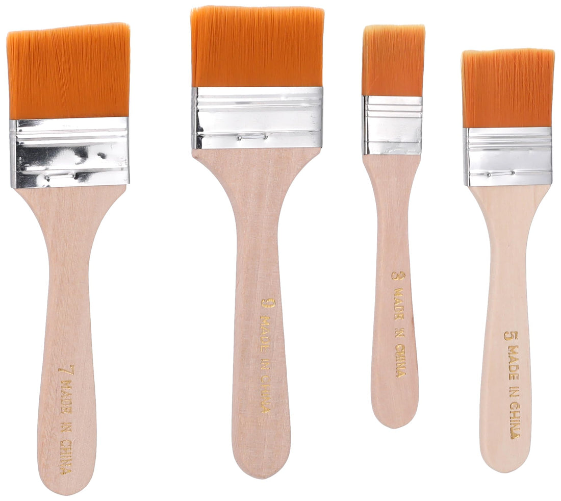 Bomeijiaa h426 set of 4 wooden paint brushes - beige