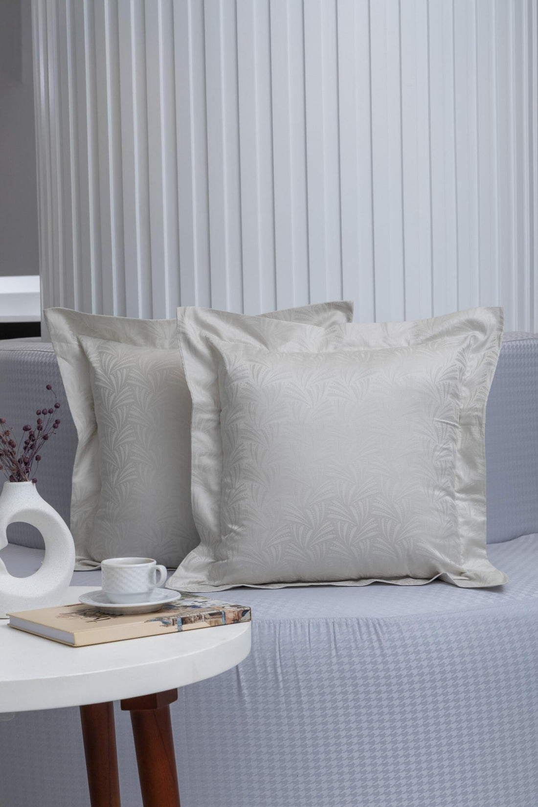 nit - Set Of 2 Ivory Cushion -Jacquard - (800 TC) 100% Egyptian Cotton